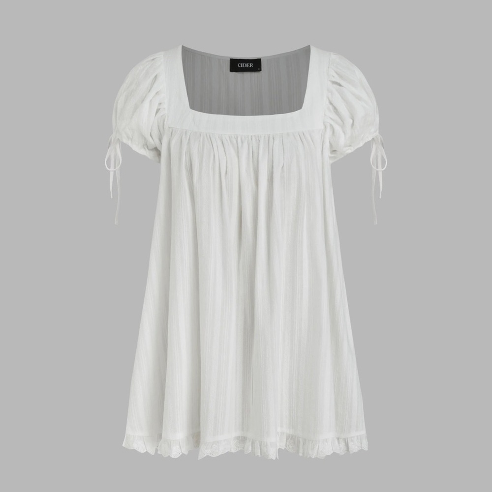 White Square Neck Blouse